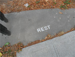 Message in the sidewalk under the canoe stand near Eastlake and Roanoke.