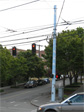 Painted lamppost at the southeast corner of Eastlake and Hamlin.